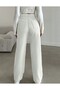 HIGH WAIST WHITE LINEN WIDE-LEG FULL FIT TROUSERS - 3