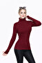 Burgundy Turtleneck Premium Savior Body Sweater with Finger Detail - 4