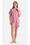 Women'S, Pink, 50% Modal 50% Cotton Shirt Collar Pajama Set - 5