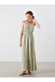 Drawstring A-Line Muslin Dress with Strap Detail
