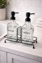 Black Metal Square Liquid Soap Dispenser Stand, Compatible with 250 ml and 500 Ml, 2 Bottles Included - 6