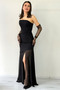 Women's Shawl Detailed Strapless Tulle Skirt Asymmetrical Evening Dress Red, White, Baby Blue, Black - 5