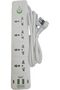 YU WELL Power Extension 4-Way 3-Pin Sockets, 2 PD Type-C & 2 Micro USB Ports, 2500W 2 Meter White