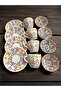 Decorative 4-Person Tulip Design Fully Handmade Coffee Cup Set and Snack Bowl-Sauce Bowl