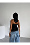 Women's Shoulder Buckle Detail Blouse Black - 4