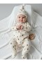 Baby Cotton Balloon Patterned Romper with Booties and Front Snap Hat