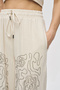 Women's Ethnic Embroidered Viscose-Linen Wide-Leg Pants - 3