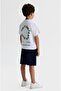 Limi̇ Boy's Soft Textured Full Elastic Waist Linen Shorts Lycra T-Shirt Set