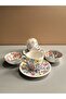 Decorative 2-Person Tulip Design Fully Handmade Coffee Cup Set and Snack Bowl-Sauce Bowl - 3