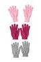 3 Pairs of Bath Scrub Exfoliating Gloves – Body Scrub Shower Gloves (Pink-Fuchsia-Grey)