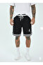 Printed Men's Black Basketball Shorts - Retro Style Mesh-Free Relaxed Fit Sports Shorts