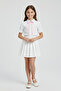 Girl's Pink Bow White Lace Shirt White Pleated Skirt Set April 23 October 29 - 4