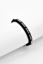 Men Braided Leather Inlay Box Chain Bracelet, Black