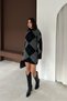 Plaid Patterned Mini Length High Neck Knitwear Dress Aw25El0030 - 8