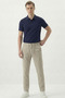 Men's Beige Jogger Pants Woven Striped Buttoned Front Flap Zippered Back Pocket Regular Fit - 4