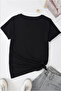 Unisex Cotton Oversized Black Printed Short Sleeve Basic T-Shirt - 2