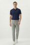 Men's Gray Jogger Pants with Woven Stripes, Buttoned Front Placket, Zippered Back Pockets, Regular Fit - 2
