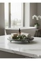 Round Marble Presentation Tray with Metal Legs 30 cm - Siré Black Stone Collection