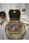 Authentic Shoulder Bag with Ethnic Patterns and Suede Texture - 4
