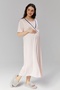 Pink Piping Maternity Nightgown and Dressing Gown Set with Breastfeeding Function - Premium Series - 5
