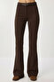 Belted Spanish Flared Knitted Trousers Lby0045 Brown - 3