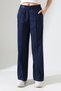 Women's Navy Blue Elastic Waist Wide Leg Palazzo Trousers - 4