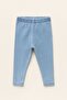 Girl's Striped Collared Sweat Stretch Denim Leggings Set - 3