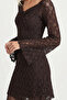 Lace Mini Bardot Dress Lzv0051 Brown - 4