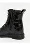 Özmarka New Season Black Leather Look Baby Girl Boots - 5