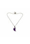 Amethyst Natural Stone Moon Shaped Steel Chain Necklace - 3