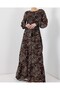 2145 Patterned Hijab Dress - C. Brown - 7