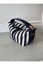 Navy Blue Women's Linen Ziplock Sandal Hand and Shoulder Bag - 2