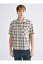 Esvab • Modern & Distinctive Comfortable Fit Short Sleeve Checkered Embroidered Men's Shirt