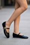 Black Women's Buckled Elastic Easy-To-Wear Summer Dowry Bundle Ballet Flats B71Ynav