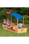 128 Pirate Sandboat Wooden Outdoor Garden Sandbox For Children Kids - 2