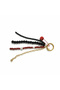 Black Obsidian Natural Stone Red Detailed Bag Charm and Keychain - 4