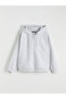 Gray Women's Oversize Thick Zippered Sweatshirt with Snap Buttons on the Sleeves - 4