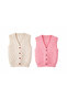 Girl's Knitted Vest with Checkered Pattern - 3