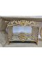 Glass serving table with gilded crystal