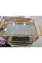 Glass serving table with gilded crystal - 3