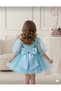Girl's Balloon Sleeve Blue Skirt Tulle Dress, Girl's Evening Dress, Party Dress - 2