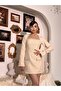 Square Neck Pearl Detailed Mini Premium Design Tweed Dress - 7
