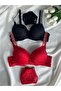 Women's lace stone underwire support padded push-up bra set lingerie set double set - 2