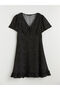 Lcw comfort black v-neck polka dot ruffle mini dress - 5