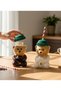 Set of 2 Barista Glass Cold Drink Cups with Teddy Bear and Green Hat, Glass with Teddy Bear 550 ml