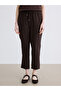 Brown Elastic Waist Women's Trousers - 2
