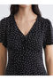Lcw comfort black v-neck polka dot ruffle mini dress - 3