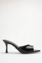 Women's Pointed Toe Heeled Sandals Black Patent Leather - 6