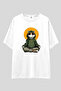 Namaste Cat Oversize T-Shirt |   Meditation Themed Graphic Printed Unisex 100% Cotton Black & White Tee