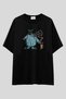 Monsters Sulley & Boo Kitty Illustration Printed Oversize T-Shirt |   Unisex Cotton Cute Design Tee